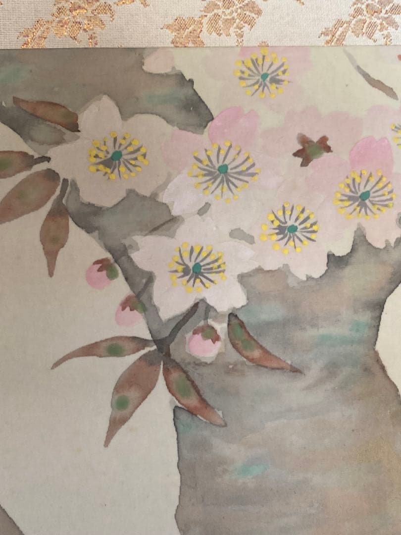 掛け軸 「 桜」箕輪虹遊 作　三越美術館 ☆ USED