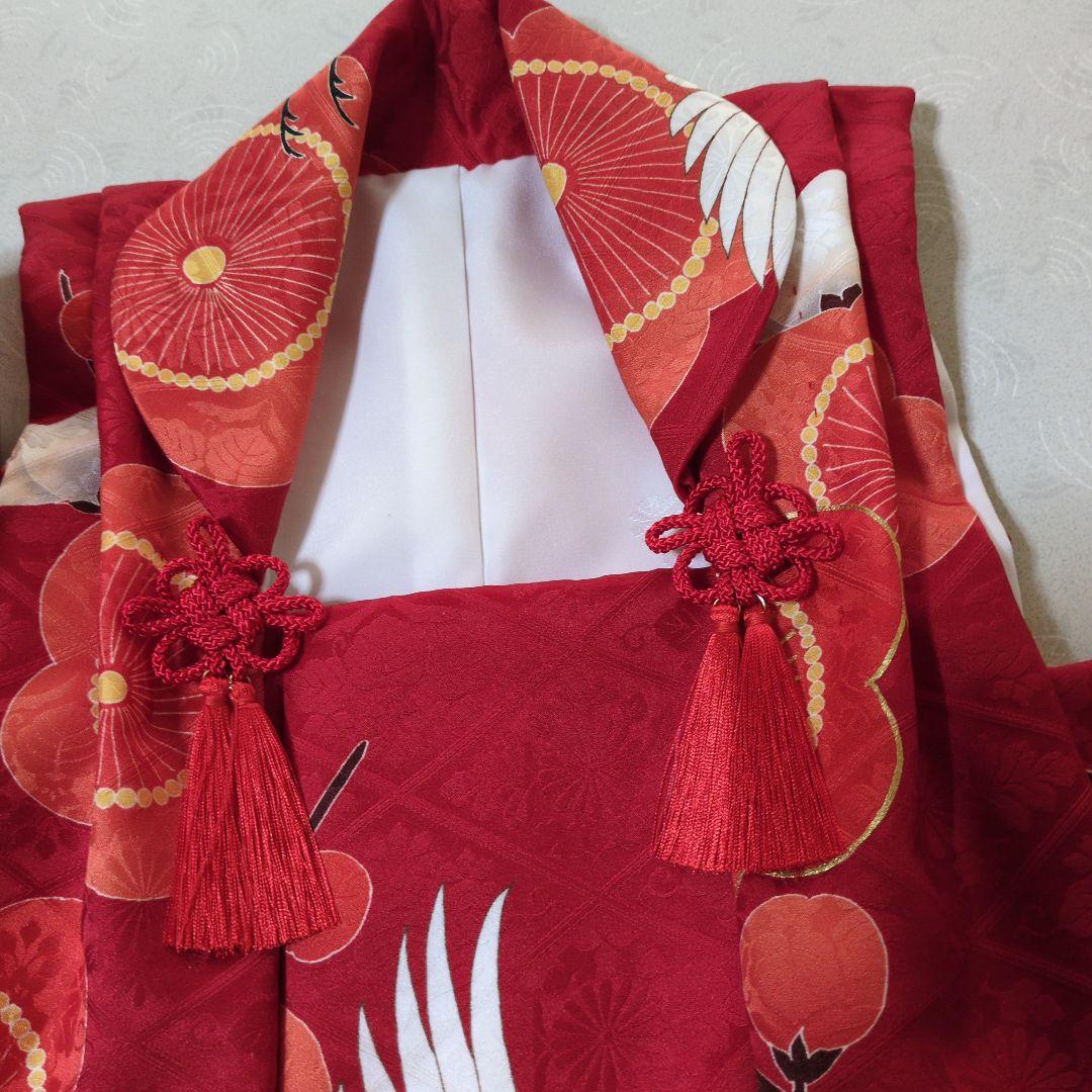 七五三３歳正絹手縫いの被布（中綿無し）巾着付き