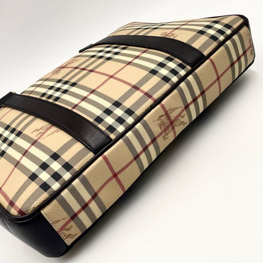 【美品】バーバリー ノバチェック ホースロゴ ビジネスバッグ 2way A4可