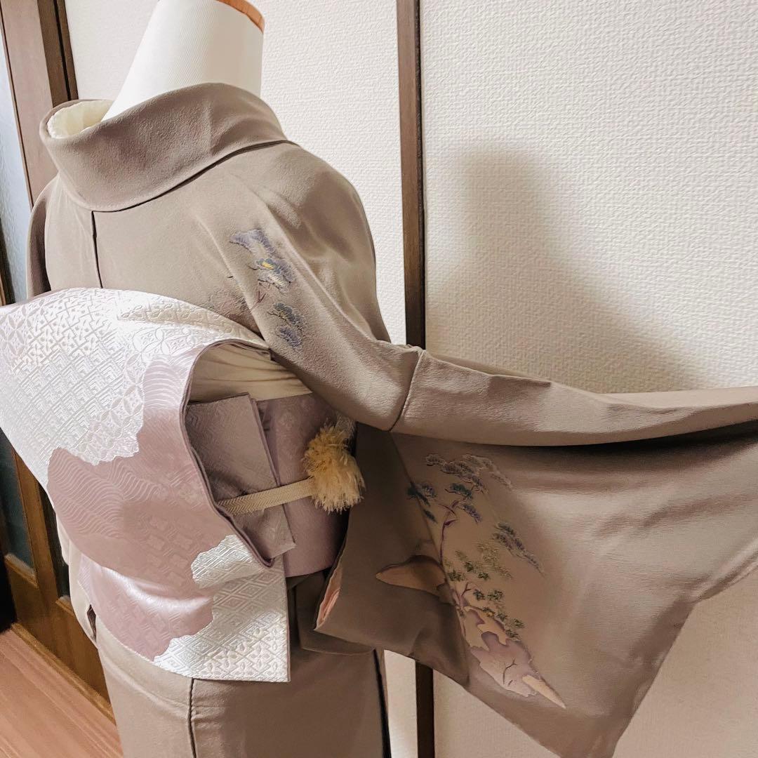 ベージュグレー 4点 フルセット 訪問着 入学式 卒業式 入園式 春 秋 冬