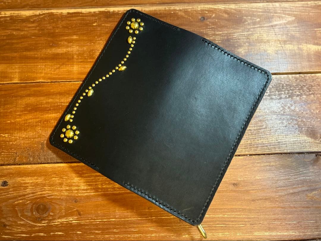 トラッカーウォレット TW-05 フラワースタッズカスタム 真鍮 茶芯