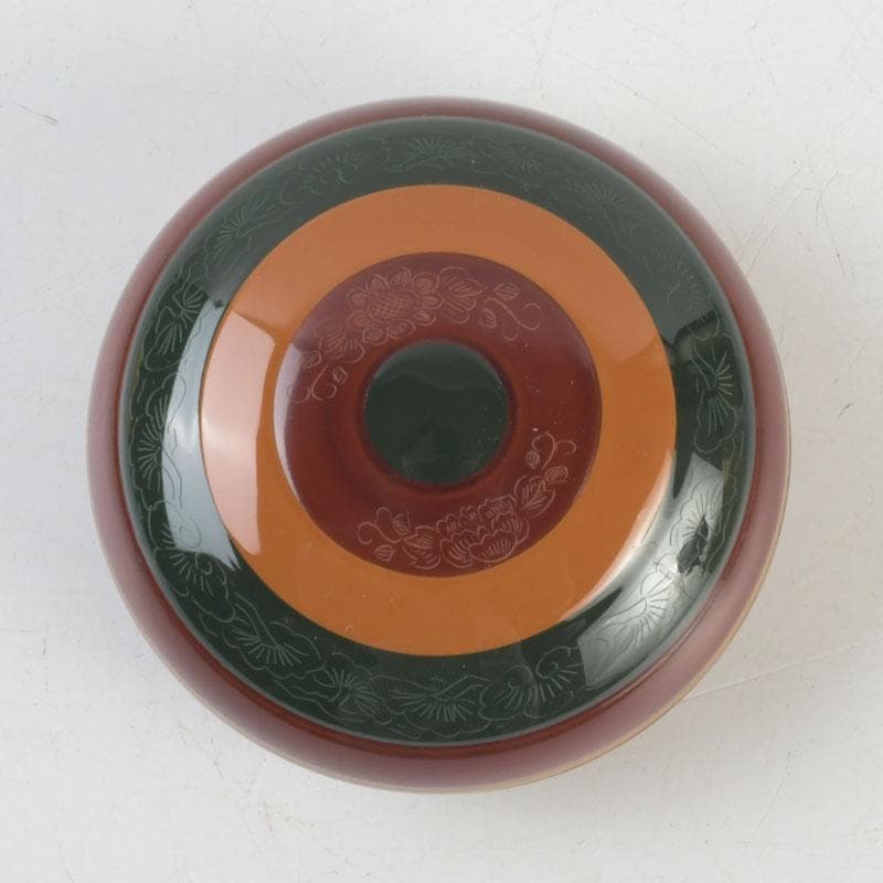 茶道具　山中塗　道場宗廣作　玄々斎好　独楽塗香合　共箱　V　9539