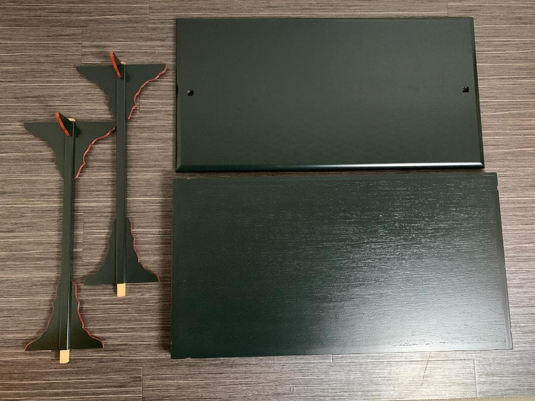 塗師 幸斉作 宗旦好写 青漆爪紅 及台子 組立式 棚物 茶道具 紙箱入 773