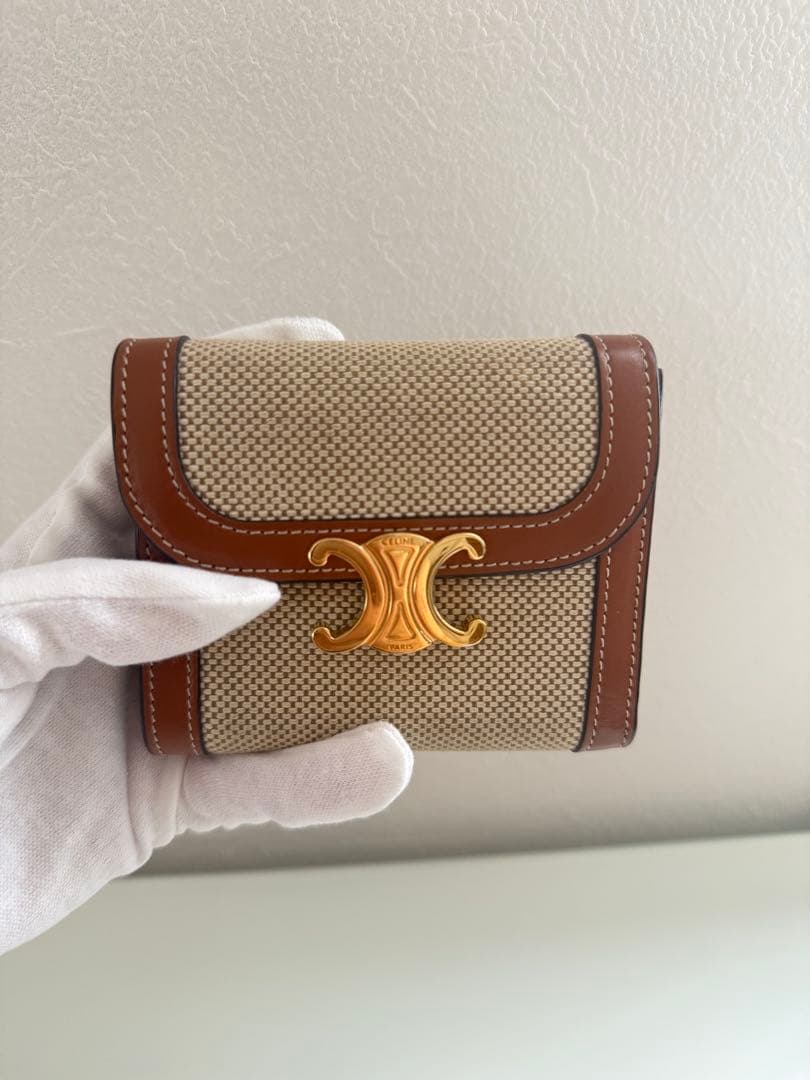 CELINE 三つ折り財布 ベージュ/ブラウン