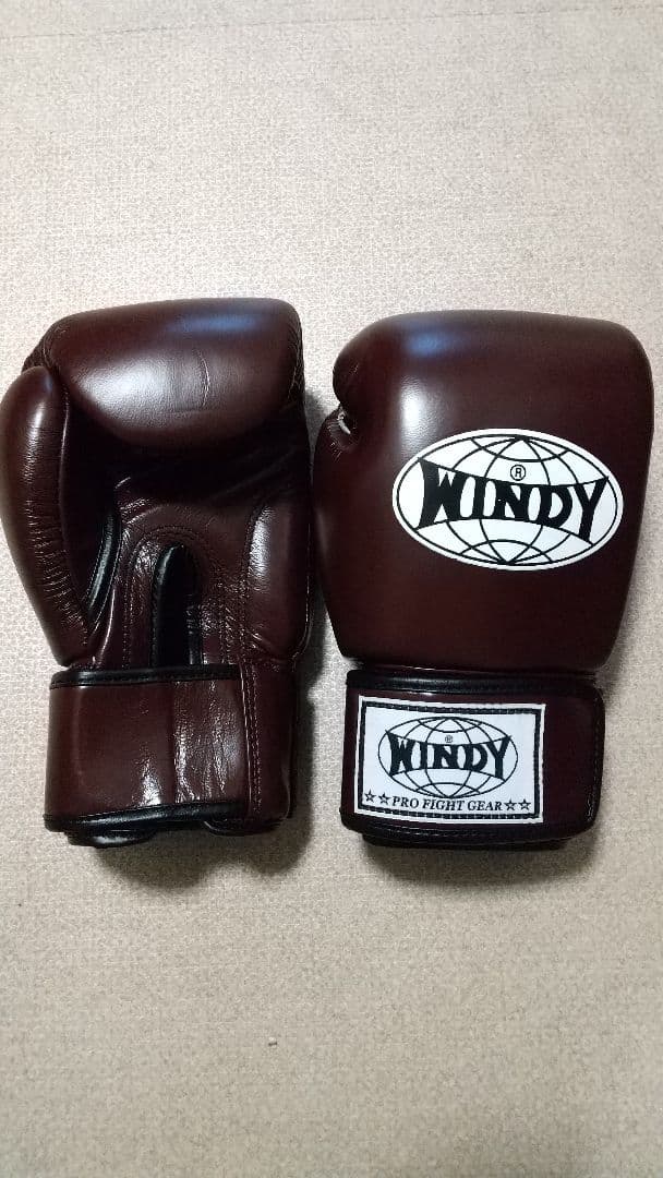 本革製WINDYボクシンググローブ 10oz マロン栗色 キックボクシング NP