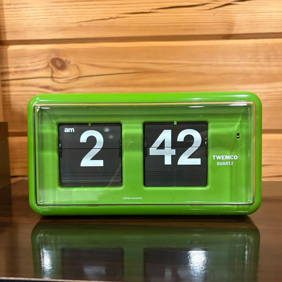 ★動作品★TWEMCO トゥエンコ パタパタ時計QT-30 緑 グリーン