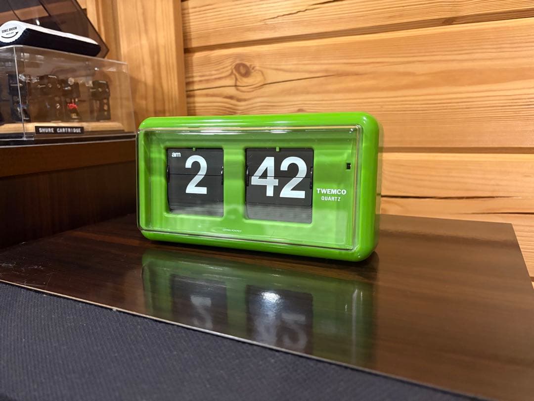 ★動作品★TWEMCO トゥエンコ パタパタ時計QT-30 緑 グリーン