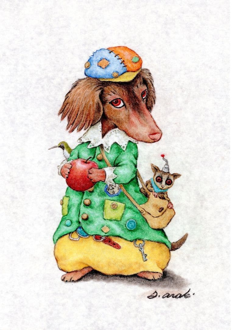 【原画】『ジュネリコ』（絵画　パステル画　犬　ミニチュアダックス　犬イラスト）