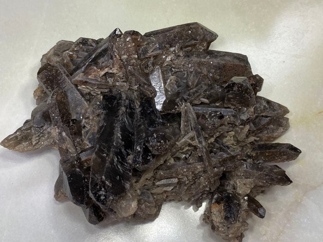 T1030-29ブラジル産水晶結晶モリオンスモーキークォーツ原石クラスター黒水晶