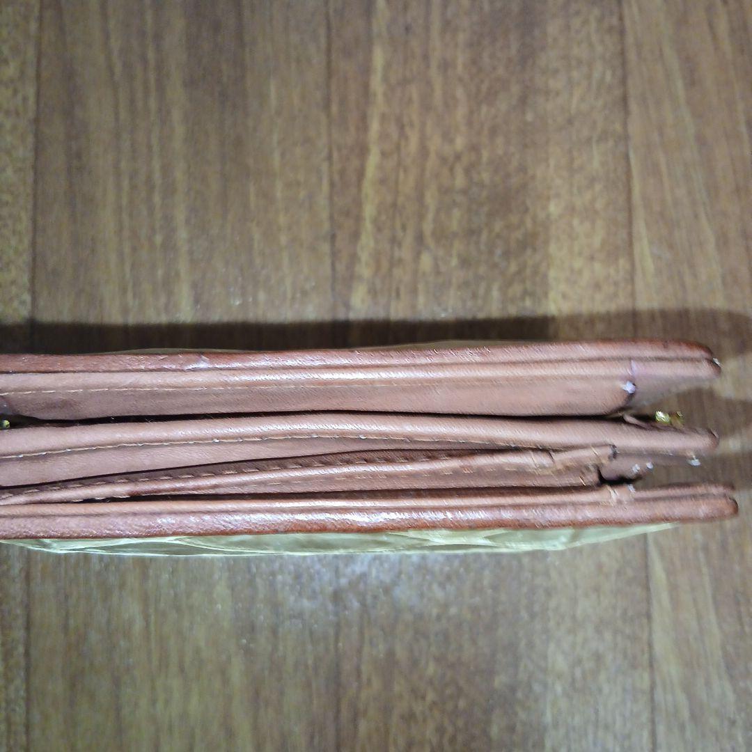 【レア】アルマジロ革 レザー 皮 二つ折り財布 がま口 金色 茶色 クリーム色