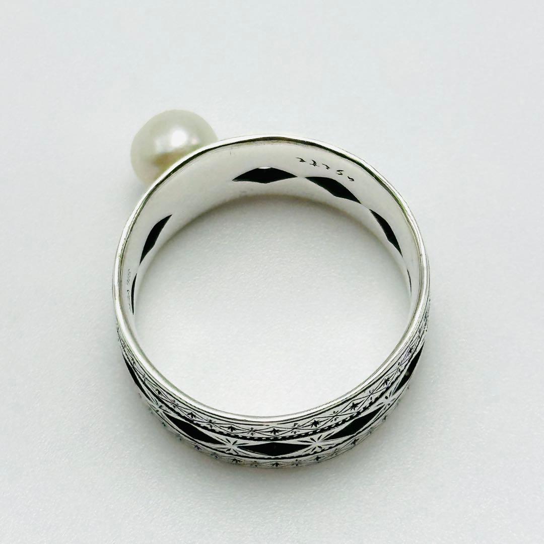 現行品　agete 35th コレクション　シルバーパールリング　ワイド　17号