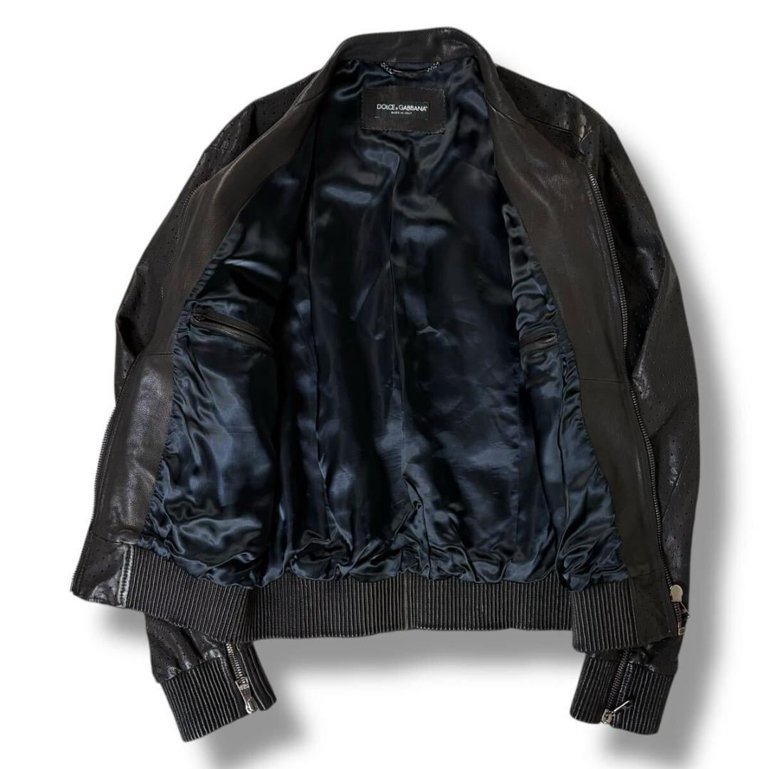 【美品】DOLCE&GABBANA ロー レザー ジャケット 52 イタリア製