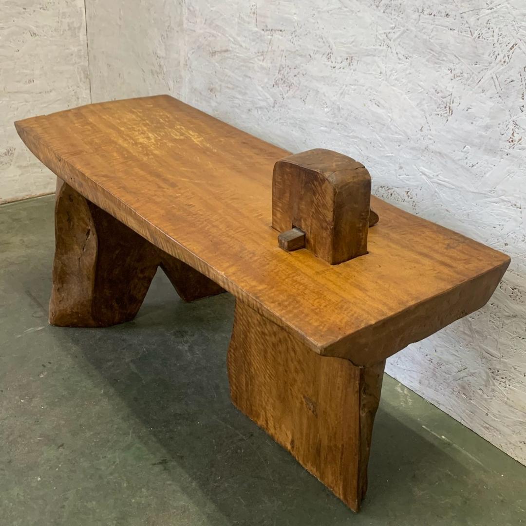 【一点物】 ナチュラル サイドテーブル 作業台 自然木 ヴィンテージ N0751