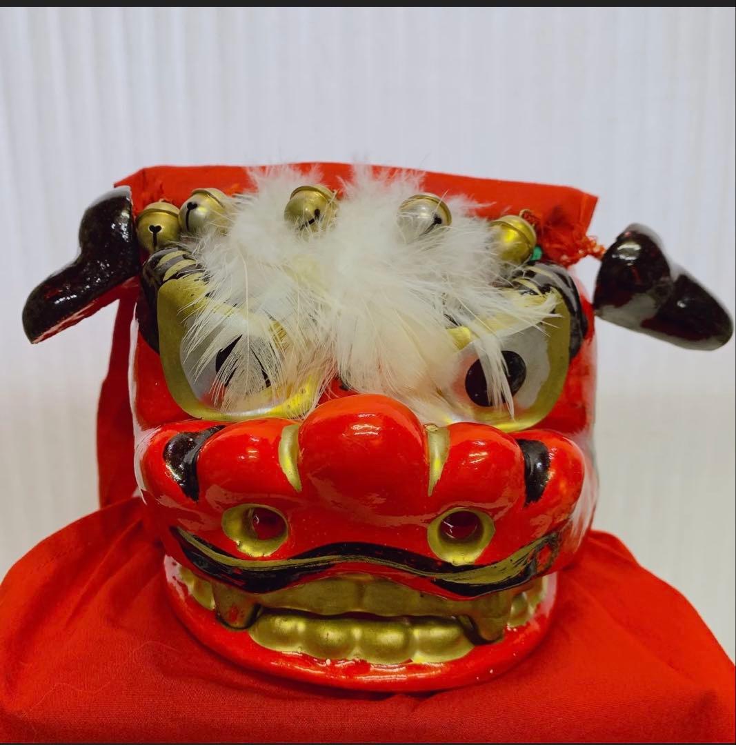 希少 手獅子 日本舞踊 小道具 獅子舞 赤獅子 舞手獅子 獅子頭 縁起物 魔除け