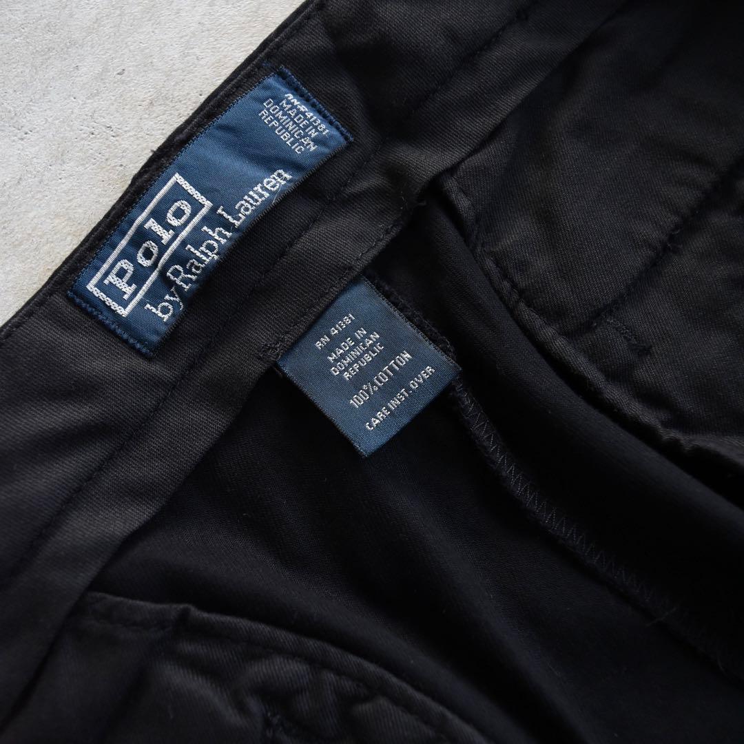 90s ラルフローレン ポロチノ フリスコポケット コットンパンツ黒W36L30