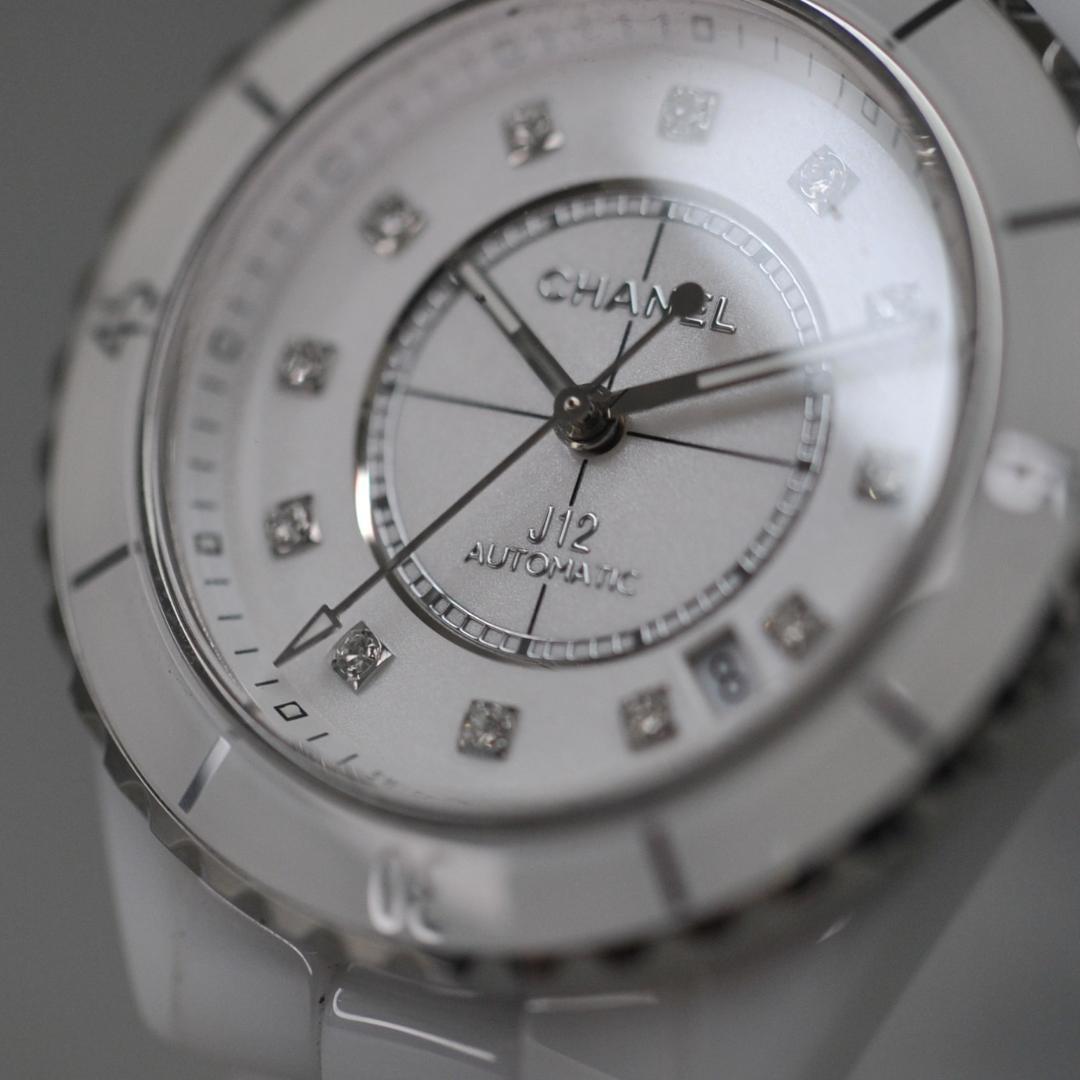 ラ*ム様 シャネル　Ｊ１２　ホワイトセラミック　１２Pダイヤ　３８ｍｍ　自動巻