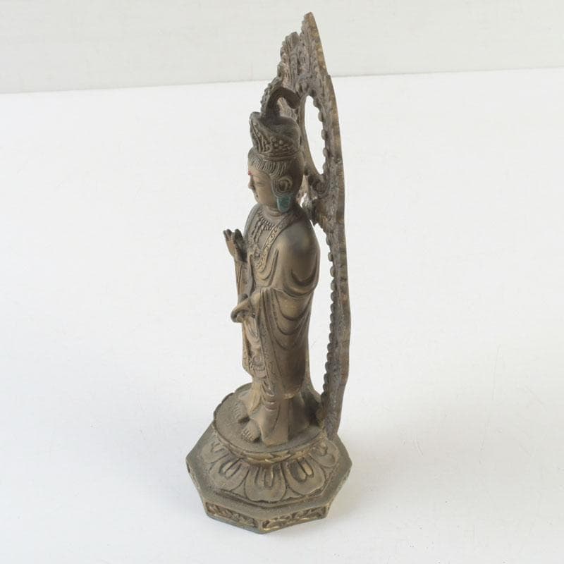 仏教美術　古銅　観音菩薩像　仏像　置物　V　9362