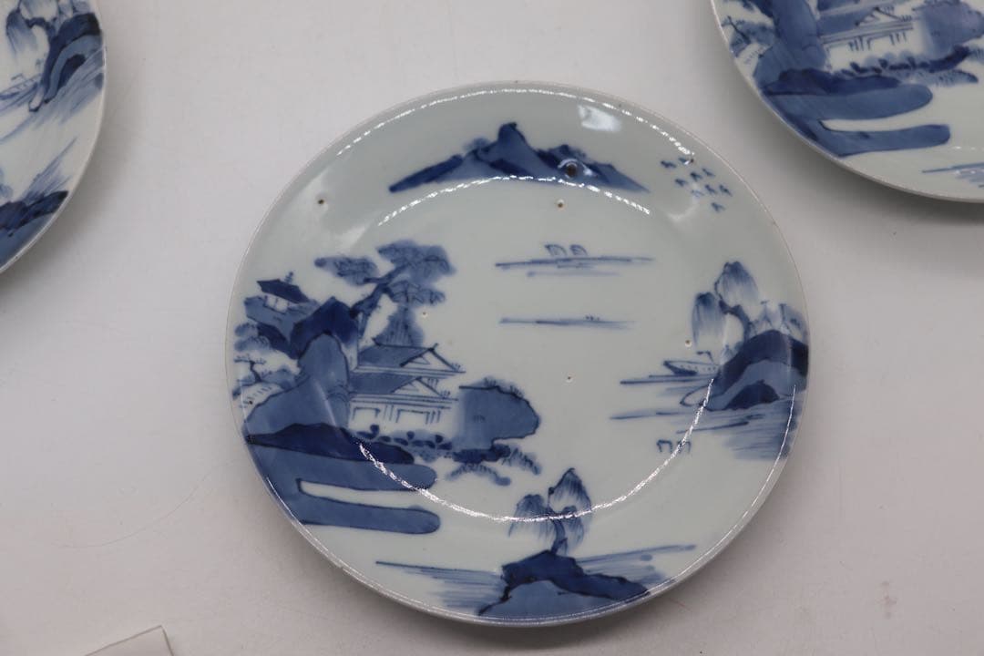 染付　山水紋中皿6点　送料込み0425