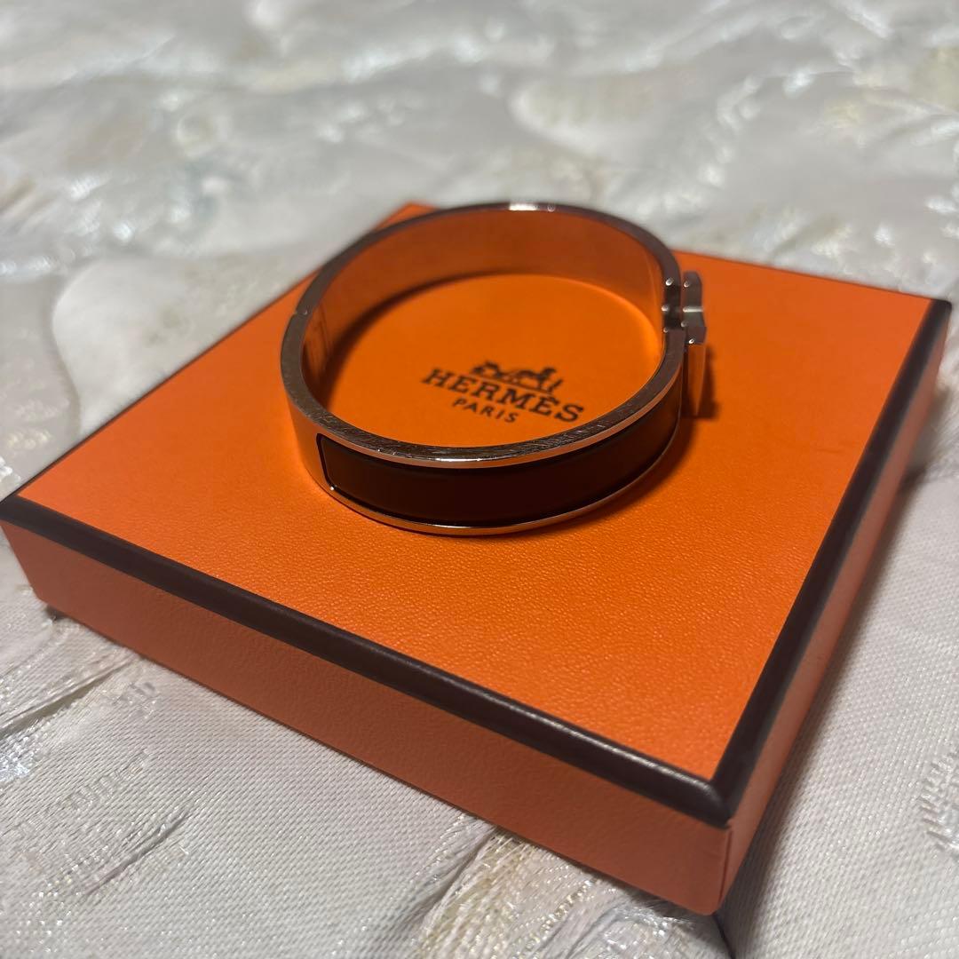 HERMES エルメス　エナメルブレスレット 《クリックHH》　黒　メンズ　T6