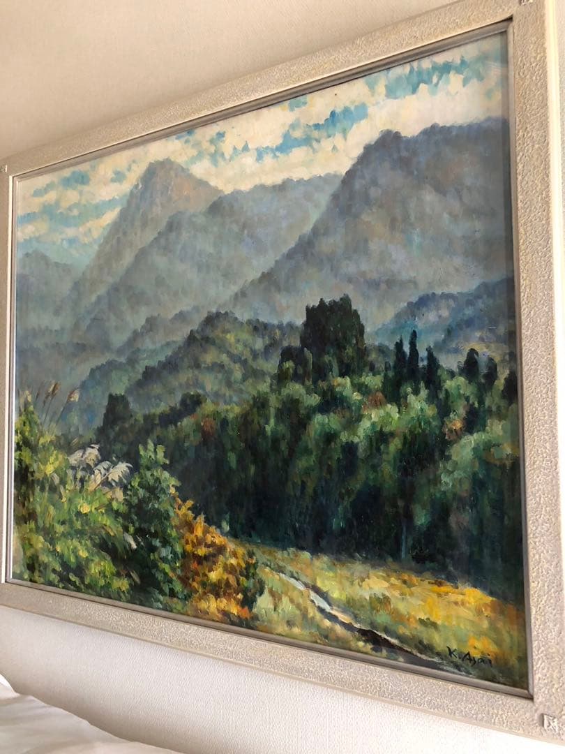 富山の画家・浅井景一作の油彩画　タイトル『焼岳の遠望』サイズF20号　本物