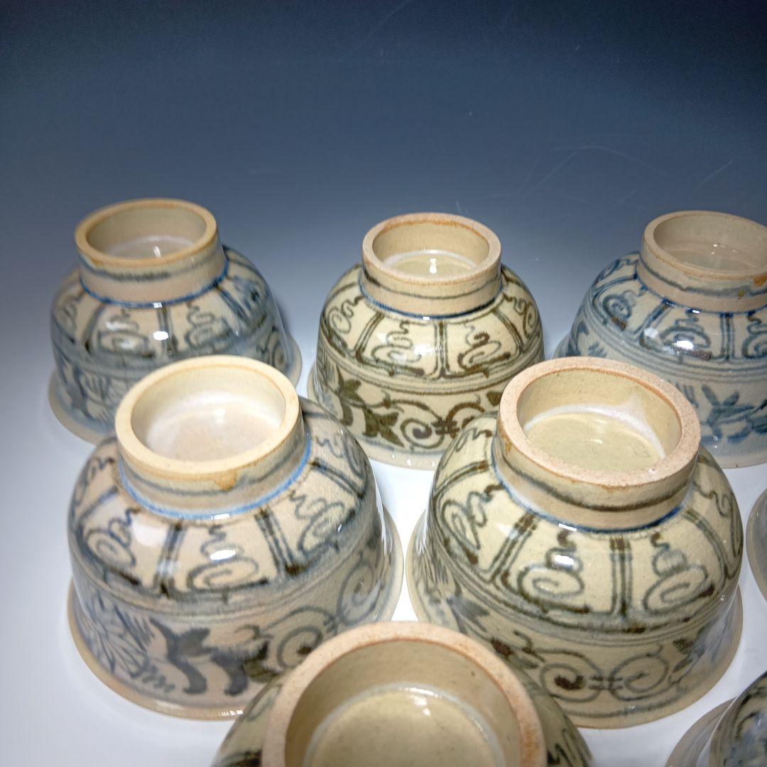 茶道具　楽山窯造　安南数茶碗10客　 美品　共箱