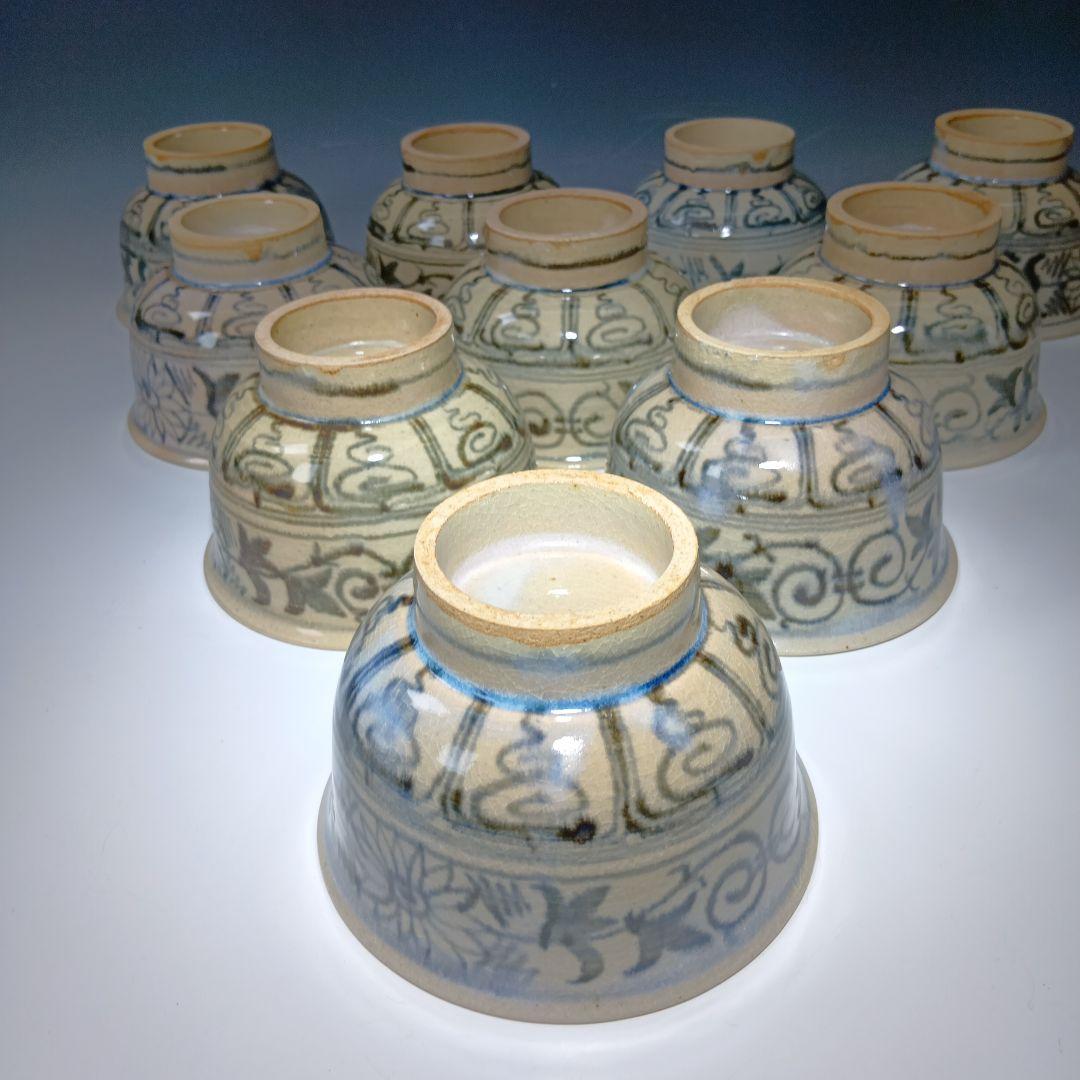 茶道具　楽山窯造　安南数茶碗10客　 美品　共箱