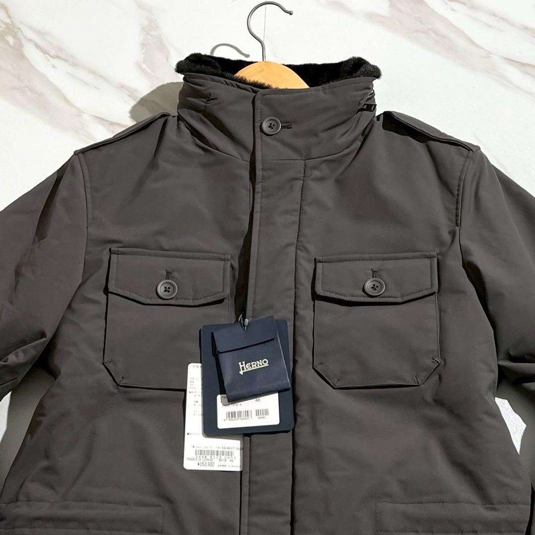 新品未使用タグ付き 24AW ヘルノ M-65型ブルゾン 中綿入り内側エコファー
