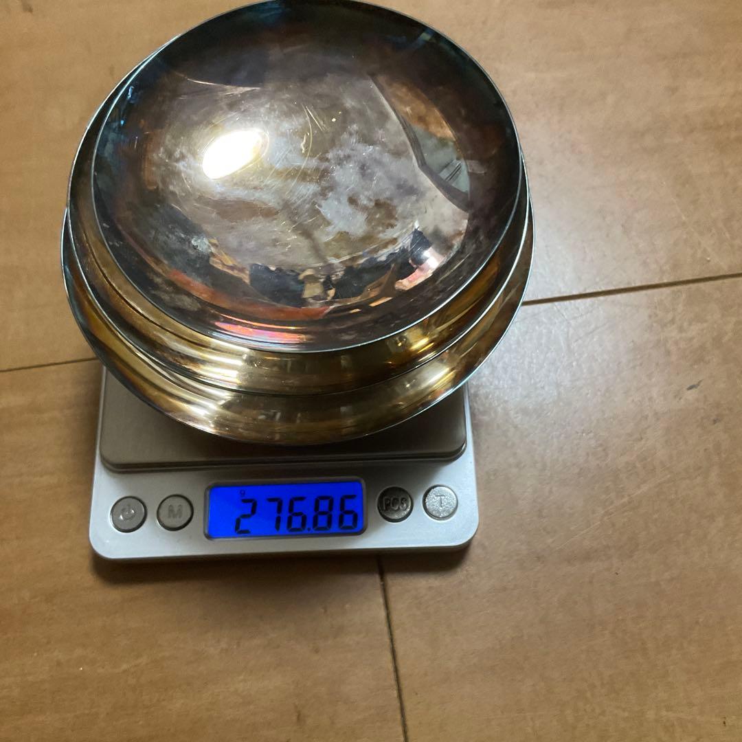 純銀　銀杯　銀盃　潰し　天賞堂　花模様 扇子 310g