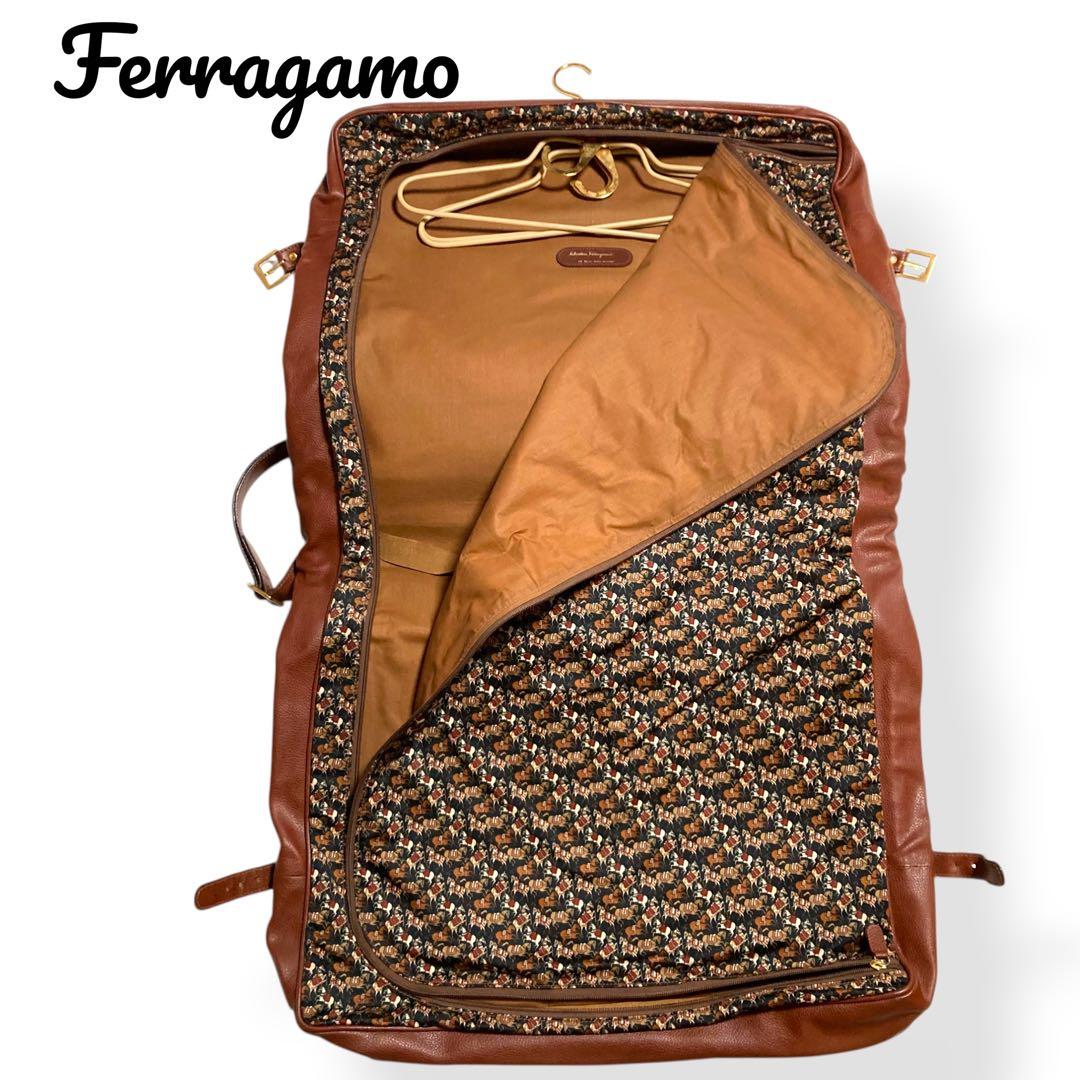 レア★サルヴァトーレ フェラガモ ガーメントバッグ ホース レザー ヴィンテージ