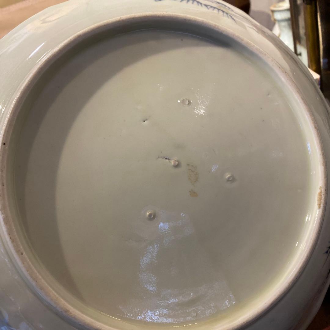 芙蓉手　鷺　大皿　青絵