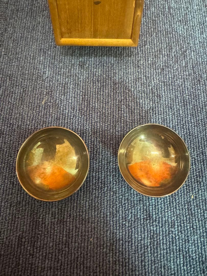 2054 永楽  花唐草　交趾純銀張盃　2客