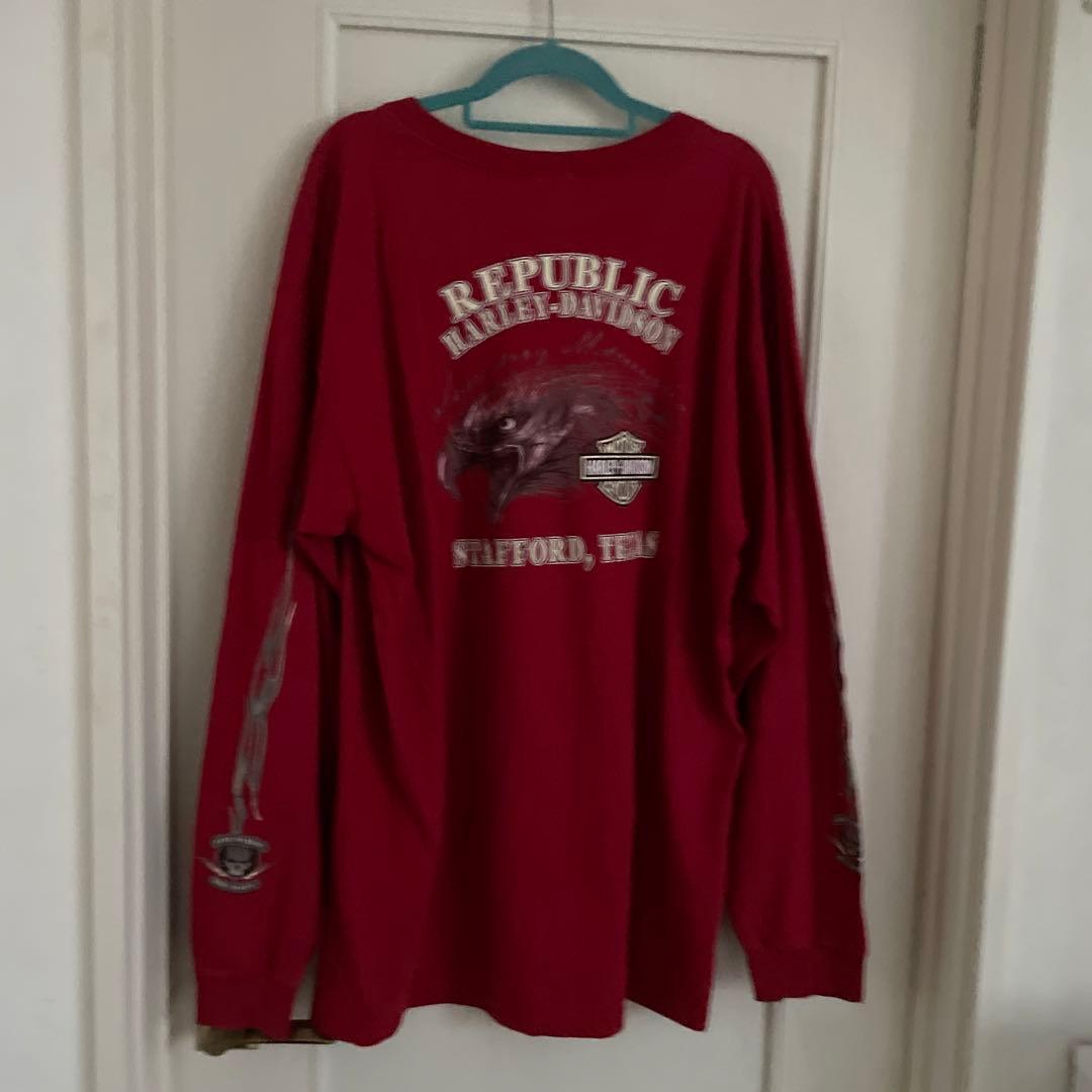 HARLEY-DAVIDSON 赤 長袖 Tシャツ　ハーレーダビッドソン ロンT