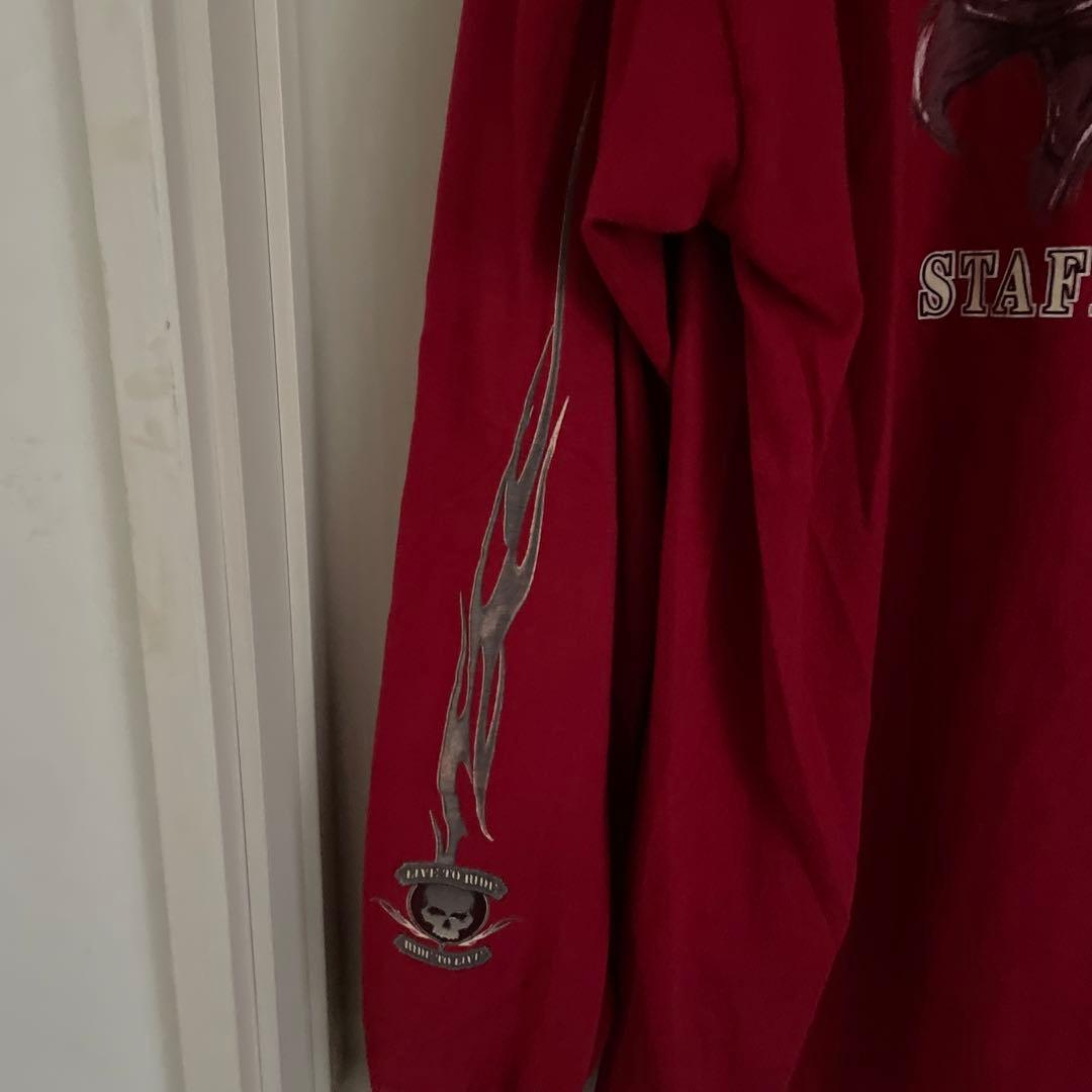 HARLEY-DAVIDSON 赤 長袖 Tシャツ　ハーレーダビッドソン ロンT