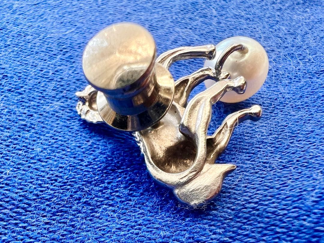 アンティーク⭐︎ホースブローチ 馬のピンブローチ　sv925 本真珠8mm珠