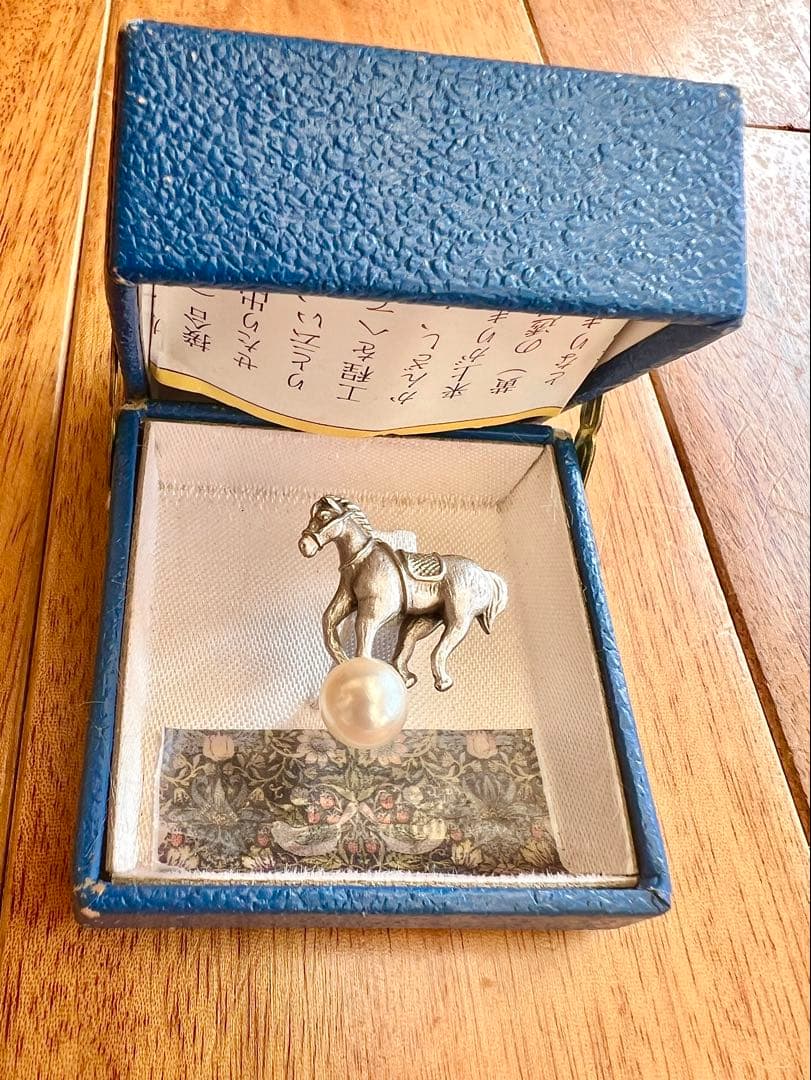 アンティーク⭐︎ホースブローチ 馬のピンブローチ　sv925 本真珠8mm珠