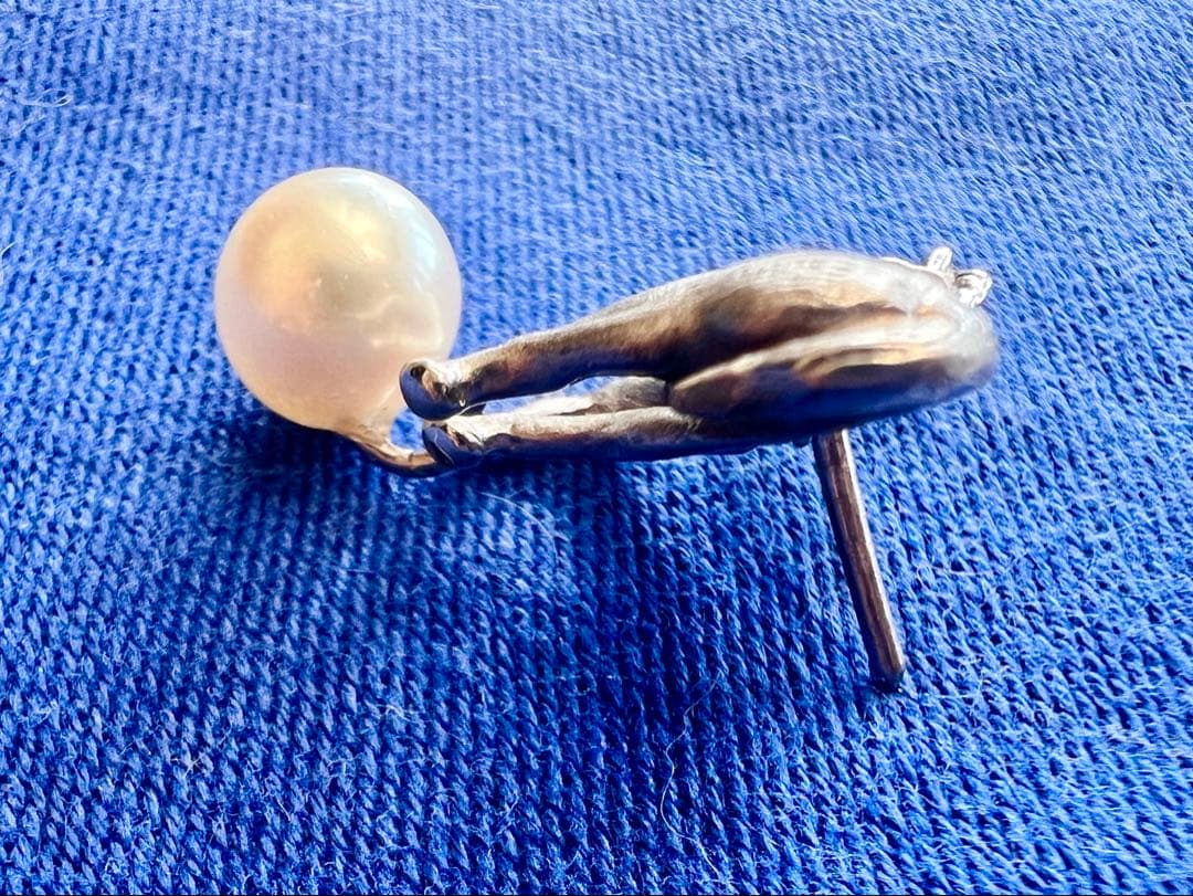アンティーク⭐︎ホースブローチ 馬のピンブローチ　sv925 本真珠8mm珠