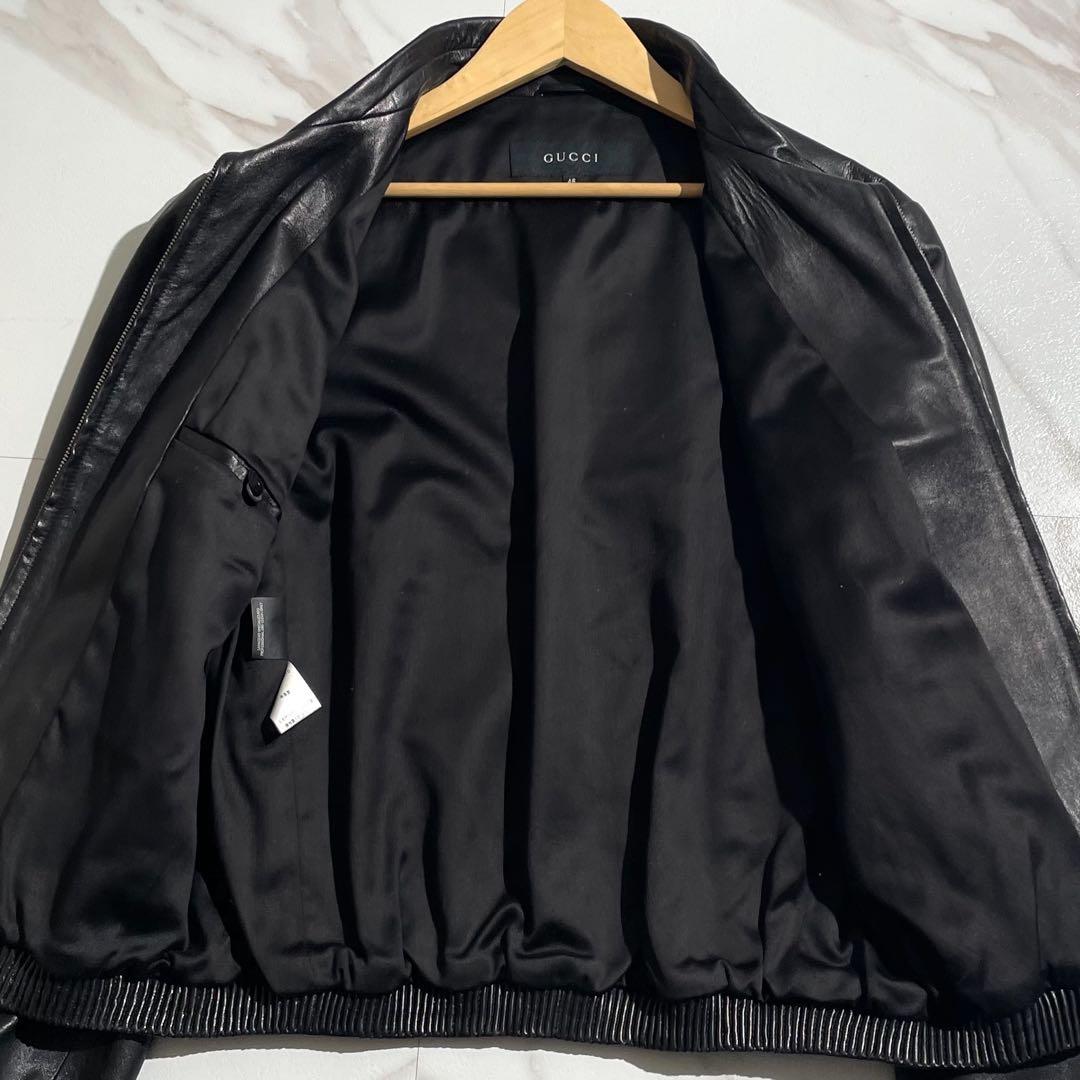 美品 グッチ シングルライダース レザージャケット トムフォード期 46
