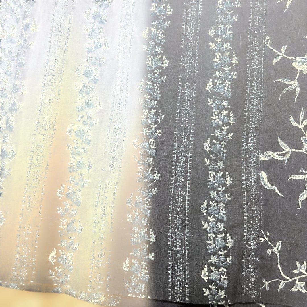 45Rインディゴフラワーパッチワークスカート　本日迄の出品です。