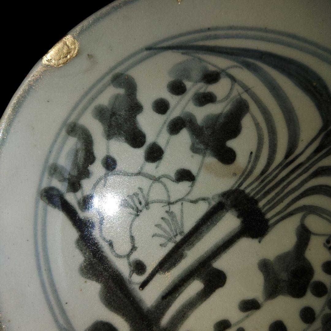 17世紀　古安南青花皿　裏銘　5寸皿