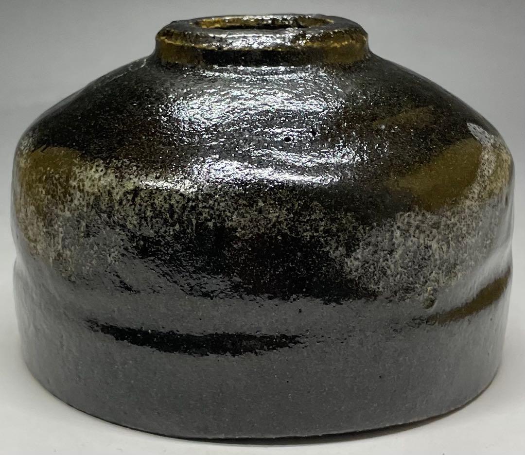 五代　楽吉左衛門　宗入　黒茶碗　共箱(四方桟盛蓋) 仕覆　共布　e432a