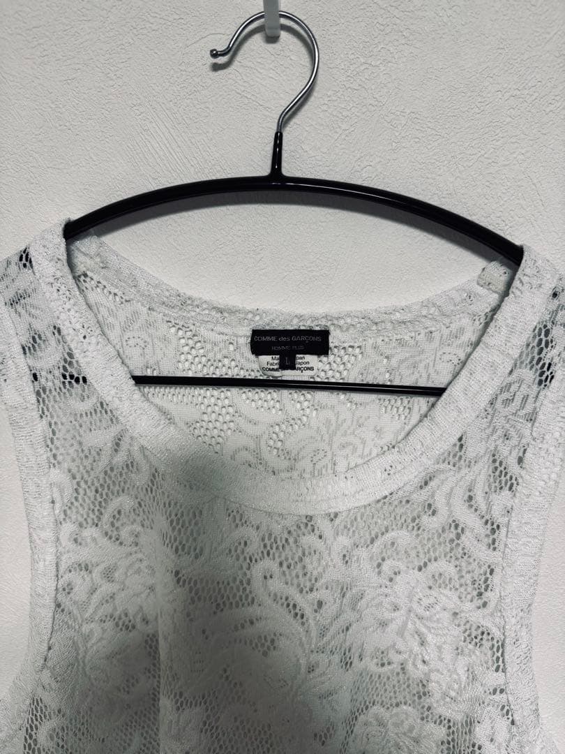 コムデギャルソンオムプリュス 25SS レースタンクトップ 白