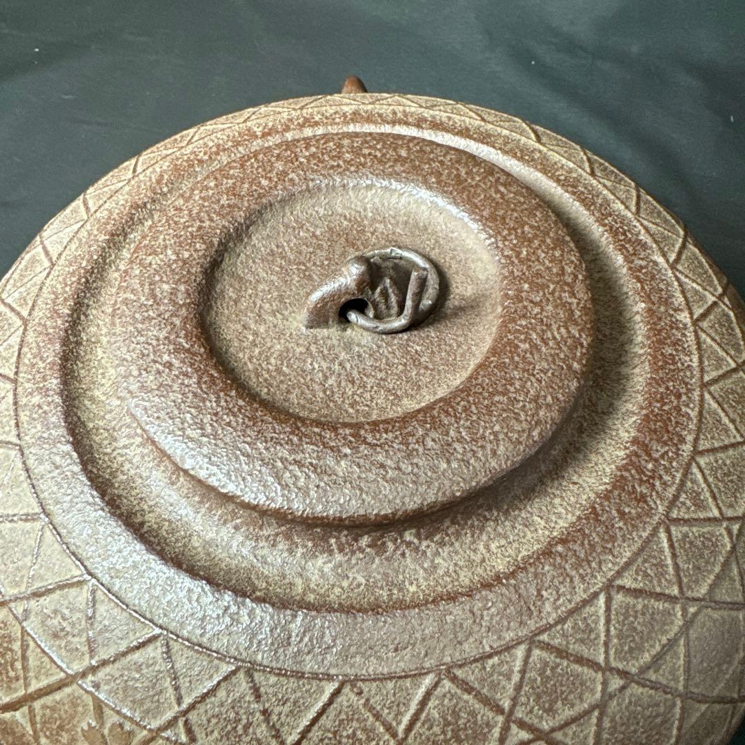 Ｆ18 送料無料　茶釜　平丸釜　桜　在銘　茶道　共箱　釜鐶　茶道具　佐藤浄清