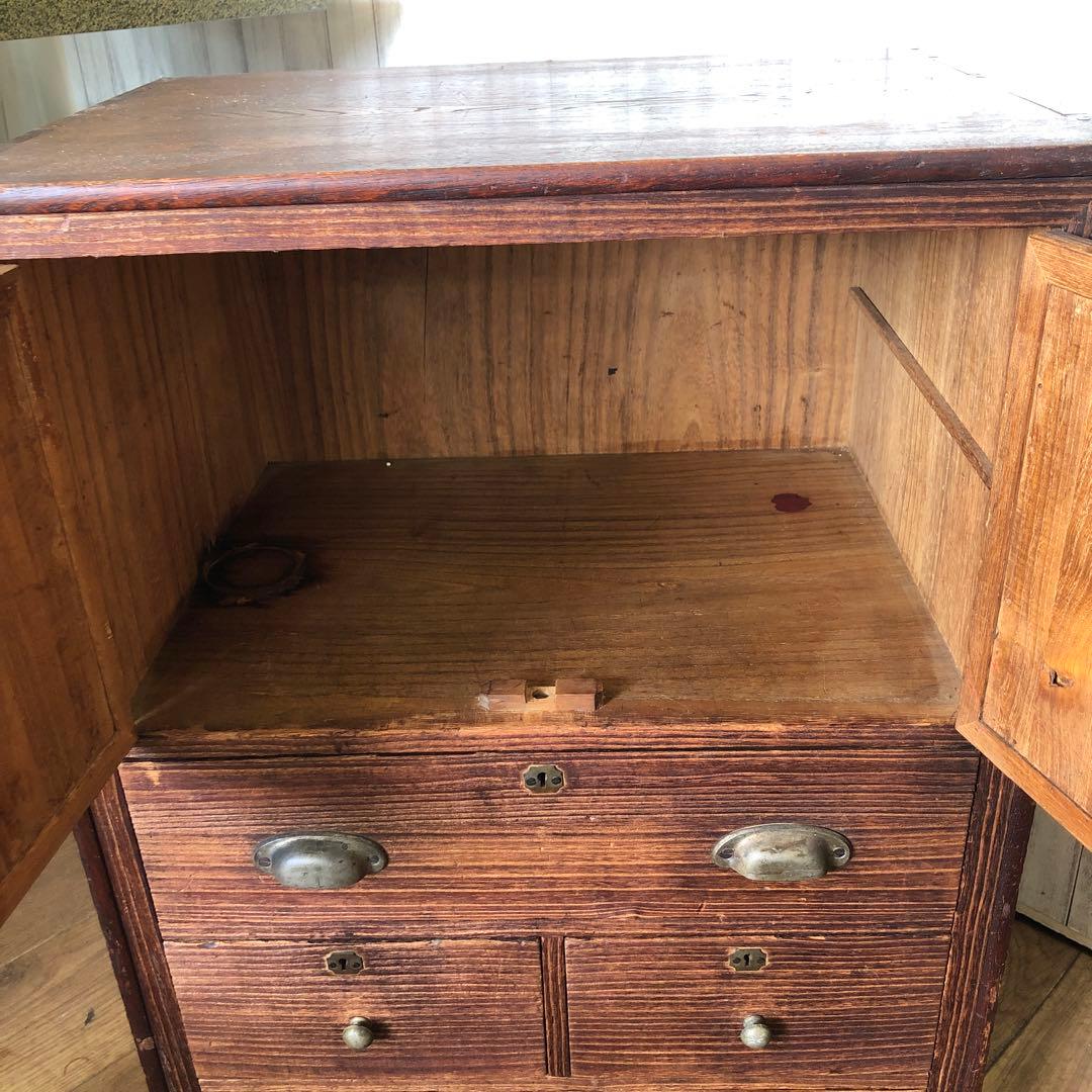 レトロ　アンティーク　木製引き出し付き収納　箪笥