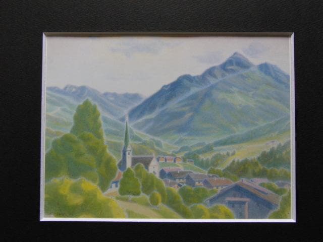 五十嵐二郎、アルプバッハ（チロル）、希少画集画、新品高級額・額装付