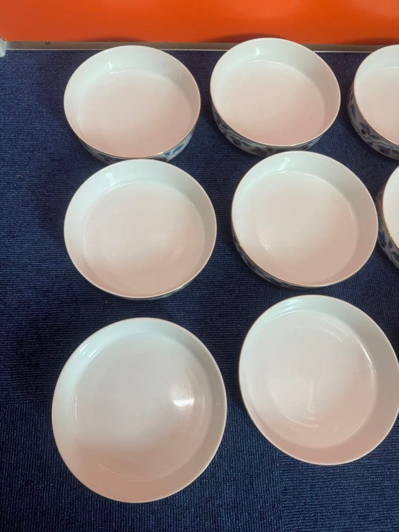 1697 深川製磁　果実文　中皿　9客　15cm 金彩