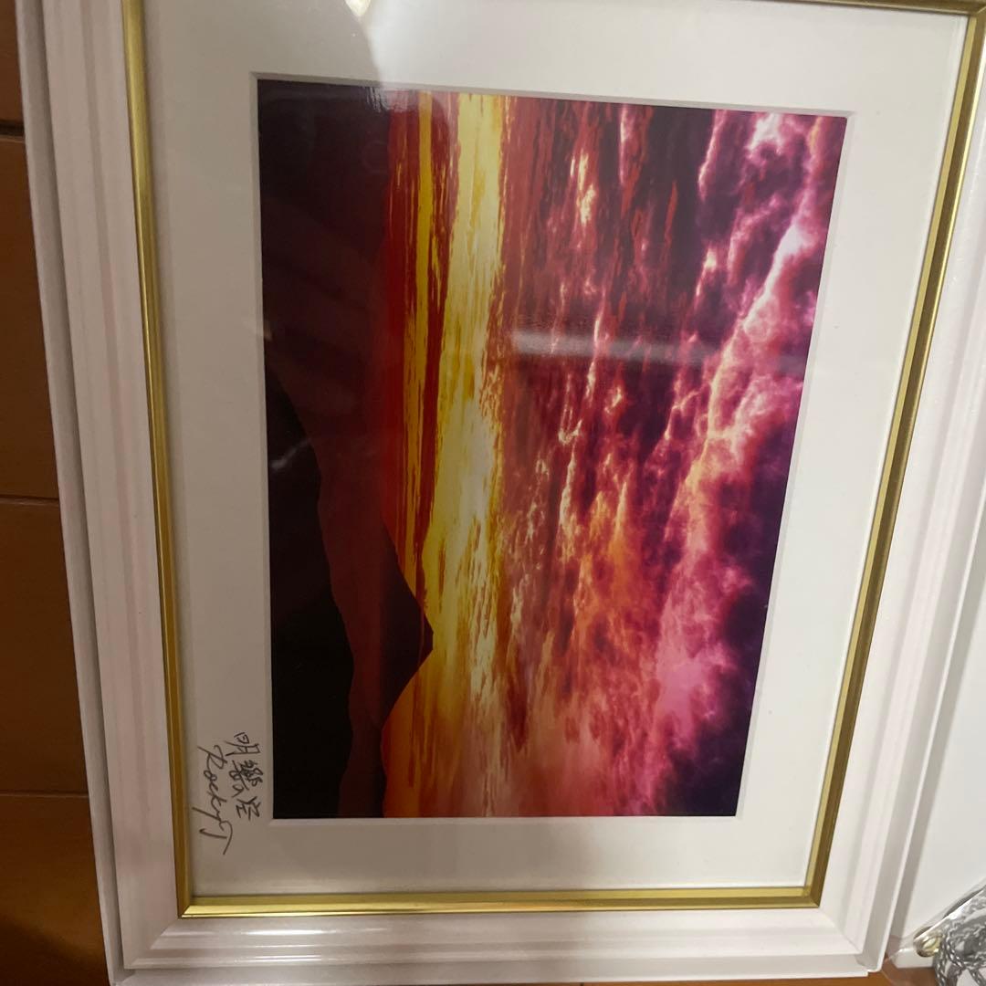 Rocky T 夕焼けの風景 サイン入り額縁 明響の空