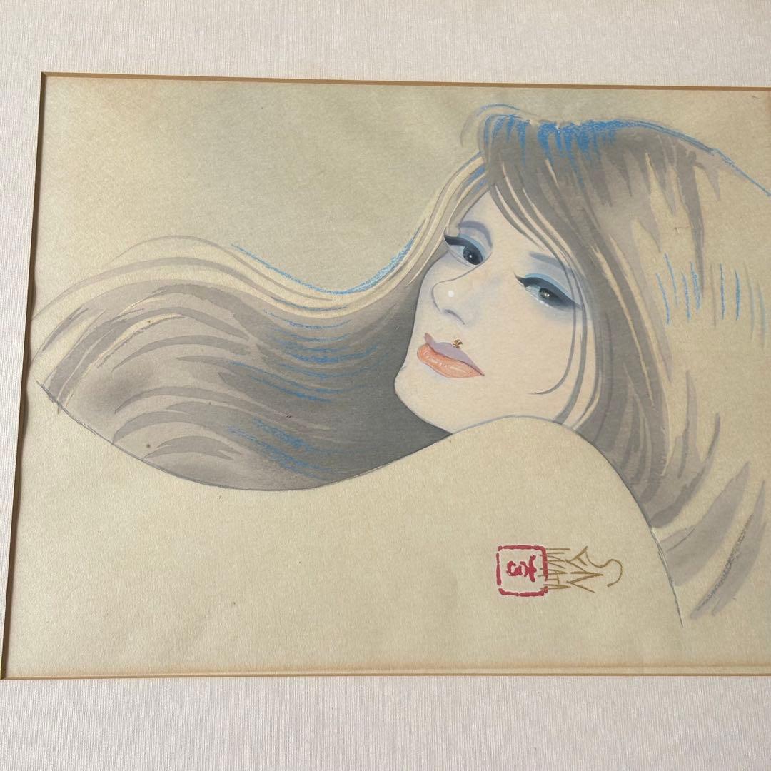 岩田専太郎 木版画三撰 『女ごころ』 「はじらい」 額装 美人画 アダチ版画 B