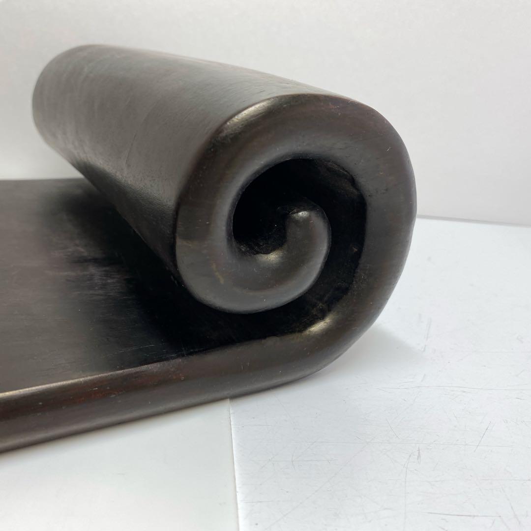 唐物　唐木　肉厚くりぬき曲台　幅約40㎝　3125gトコト東さ8-0107☆2F