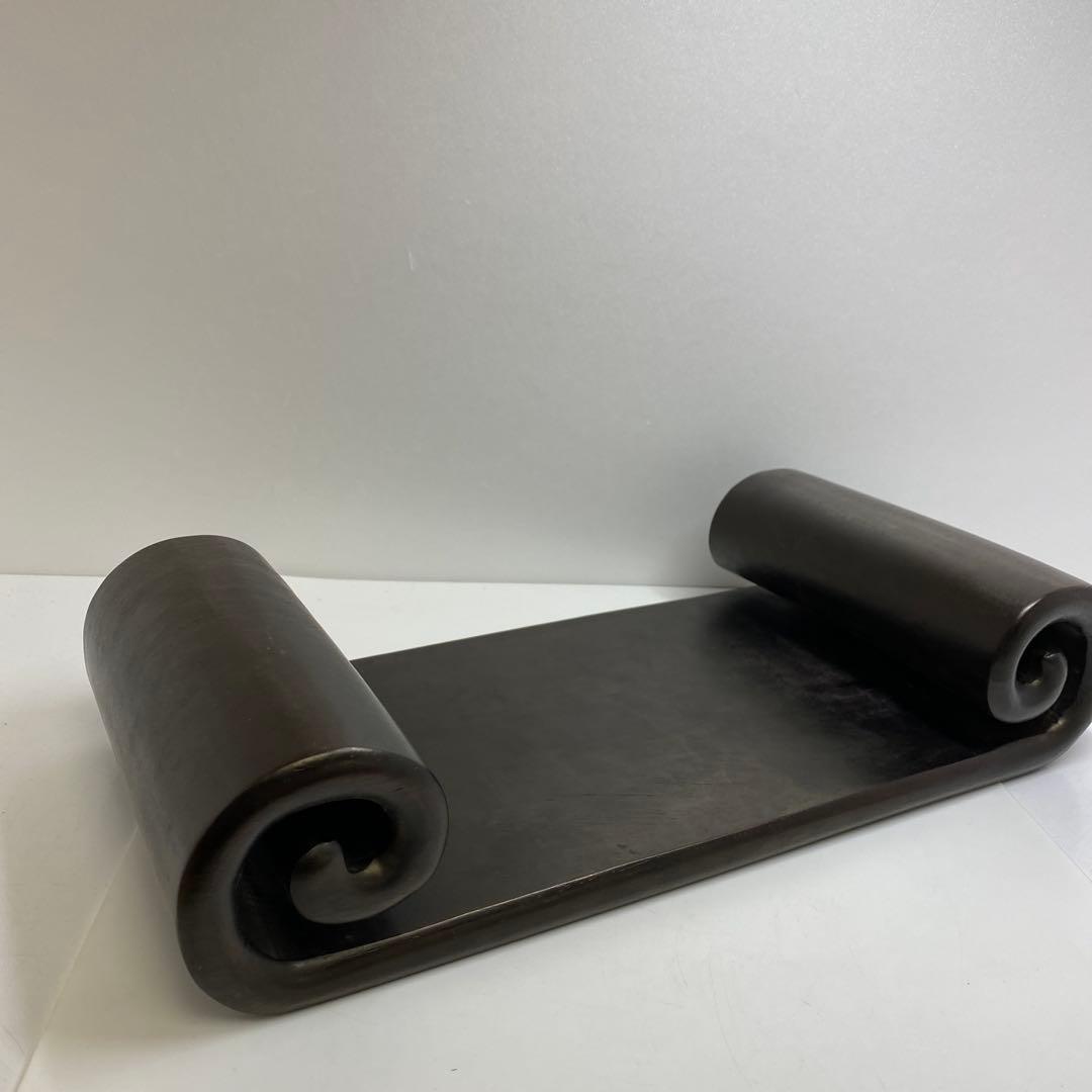 唐物　唐木　肉厚くりぬき曲台　幅約40㎝　3125gトコト東さ8-0107☆2F