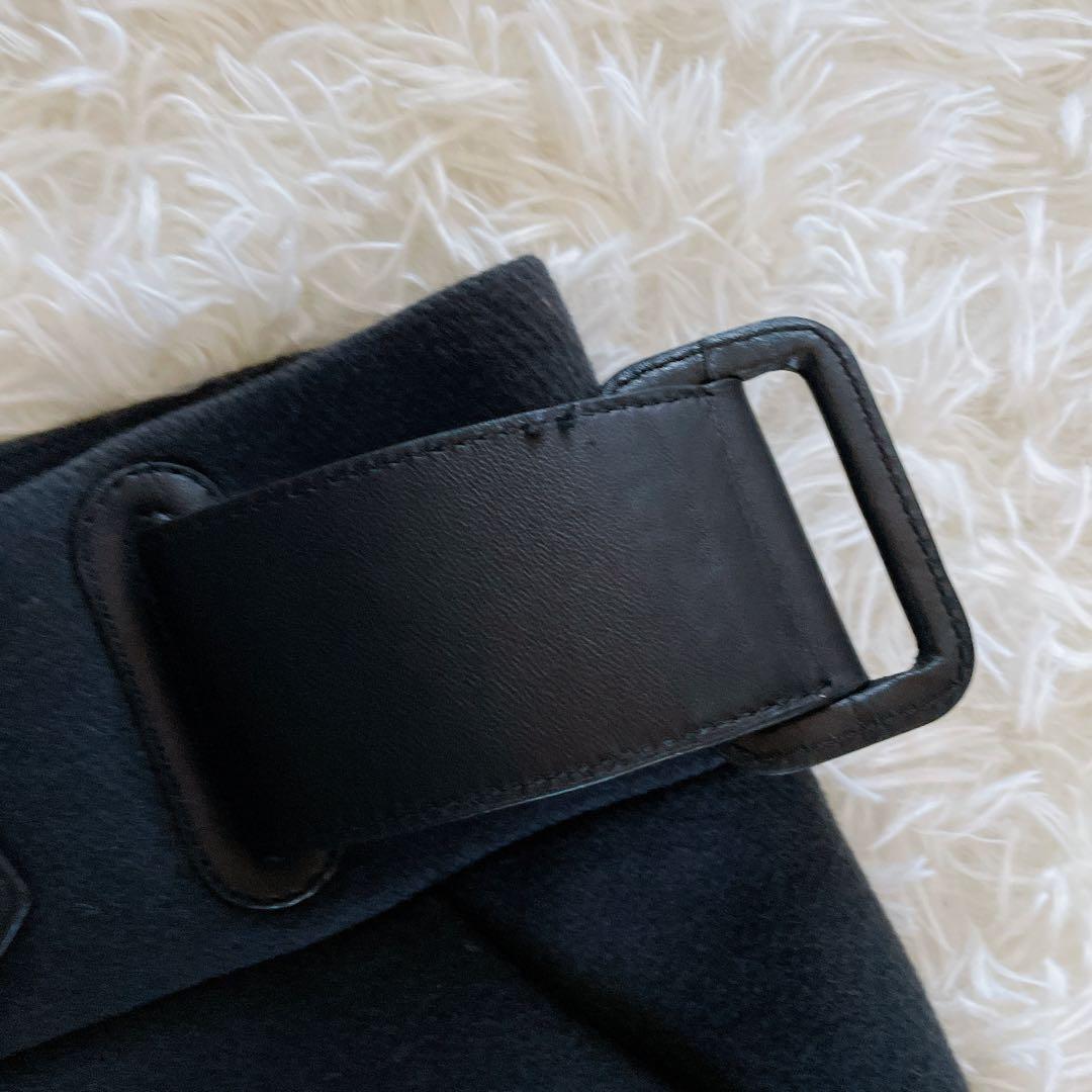 美品✨希少【エルメス】ウールアンゴラ ビッグベルトラップスカート ブラック 36